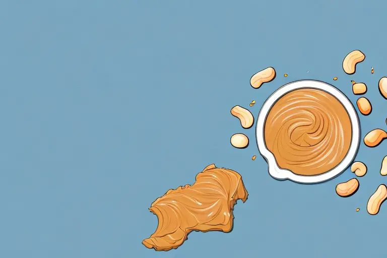 A dog enjoying a bowl of peanut butter